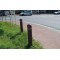 Recycling-material post | hemispherical head � 150 mm | Bollards with 2 milled grooves 15 mm wideand 2 reflecting bands,red on top, white at bottom